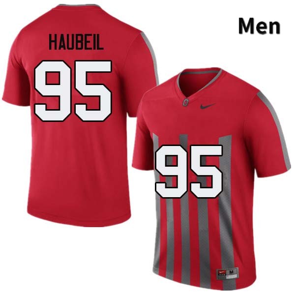 Ohio State Buckeyes Blake Haubeil Men's #95 Throwback Authentic Stitched College Football Jersey